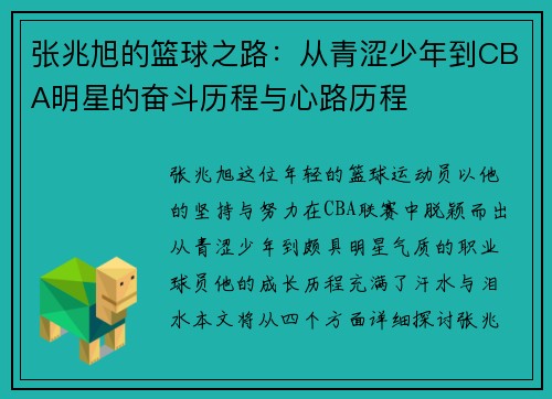 张兆旭的篮球之路：从青涩少年到CBA明星的奋斗历程与心路历程